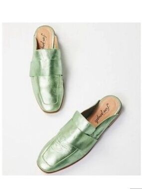 Free People At Ease Loafer Mule Metallic Green Size 38 / 8